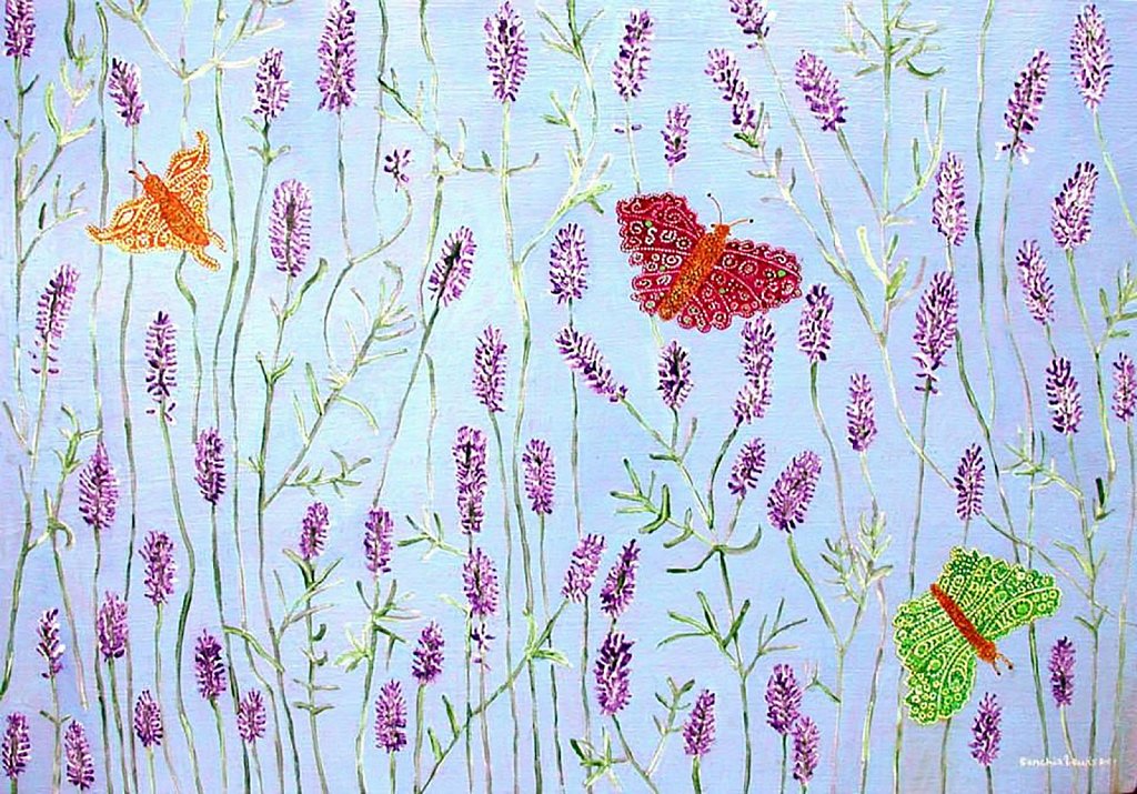 Butterflies in a Lavender Bush