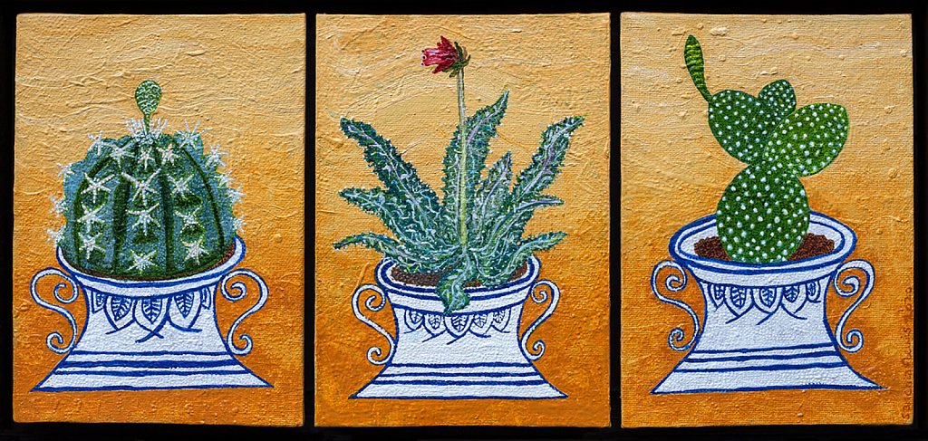 Desert Plants in Delft Pots